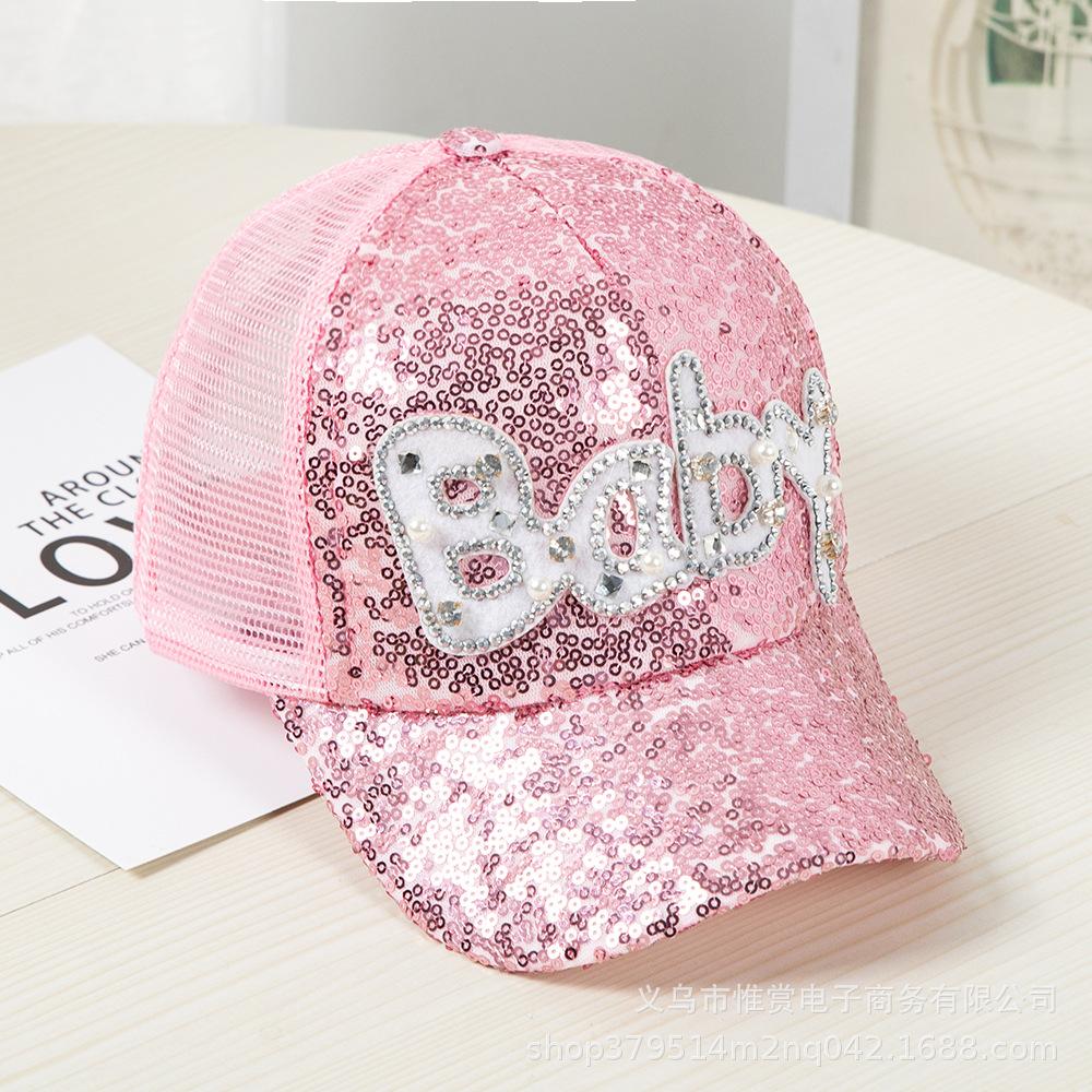 

Children Snapback Bone Sequins Mesh Baseball Cap Kids Baby Hats For Girls Boys 2-8 Years Hip Hop Child Cap Summer Sun Vsor 48-53cm рожевий