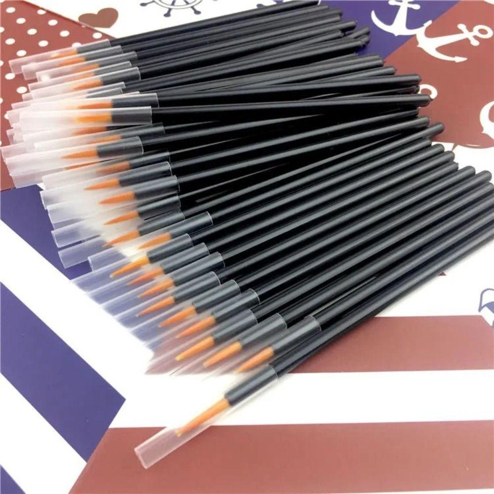 50/100Pcs Micro Disposable Eyeliner Brush Precision Lip Liner Contour Brush with Cap   Women