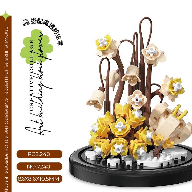 Bionic Eternal Flower Building Blocks: Sunflower and Rose Assembly Toy for Children