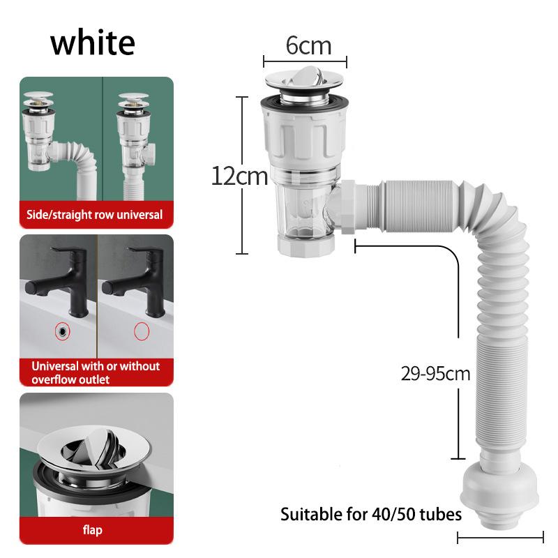 Universal Kitchen Washbasin Drain Pipe Horizontal Wall Drain Device Anti-odor Drain Pipe Bathroom Accessories