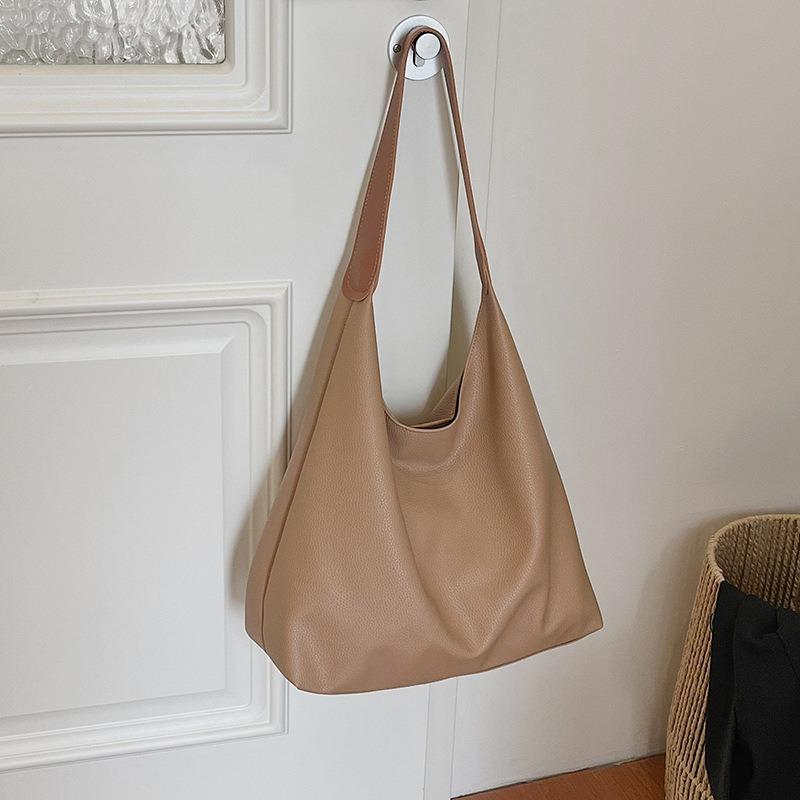 Tote Bag Retro Solid Color Niche Texture Versatile Handbag Shoulder Bag Large Capacity Women Commuting Casual Simple