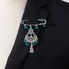 Bohemian Rhinestone Flower Tassel Brooch for Women - Exotic Style Suit Coat Pin