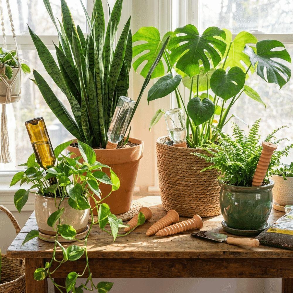 Screws-Shaped Plant Watering Stakes Natural Clay Terracotta Watering Device  Office