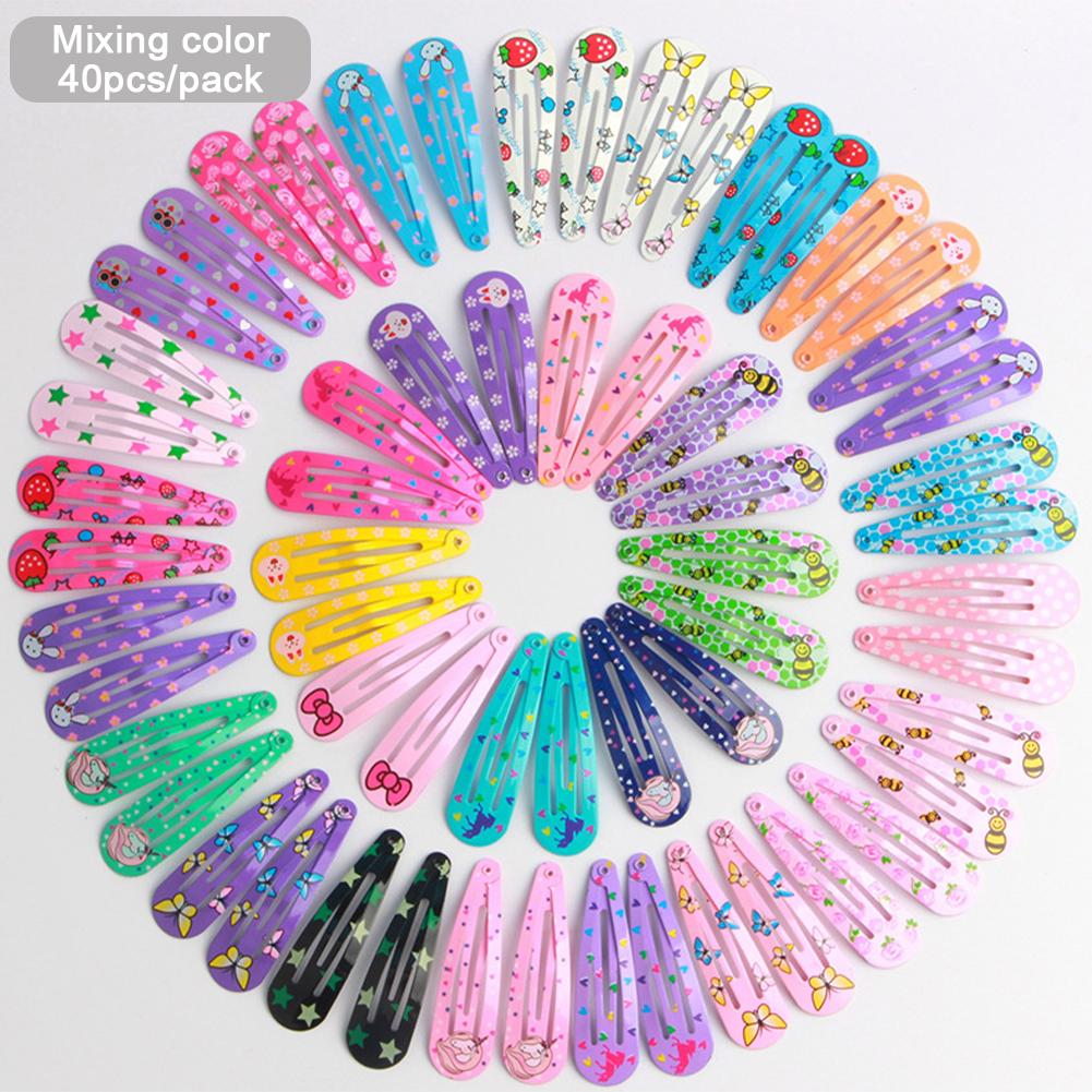 

40 шт./компл. красочные детские заколки для волос с принтом, милые заколки для челки, универсальные модные головные уборы, аксессуары для волос 40pcs/pack