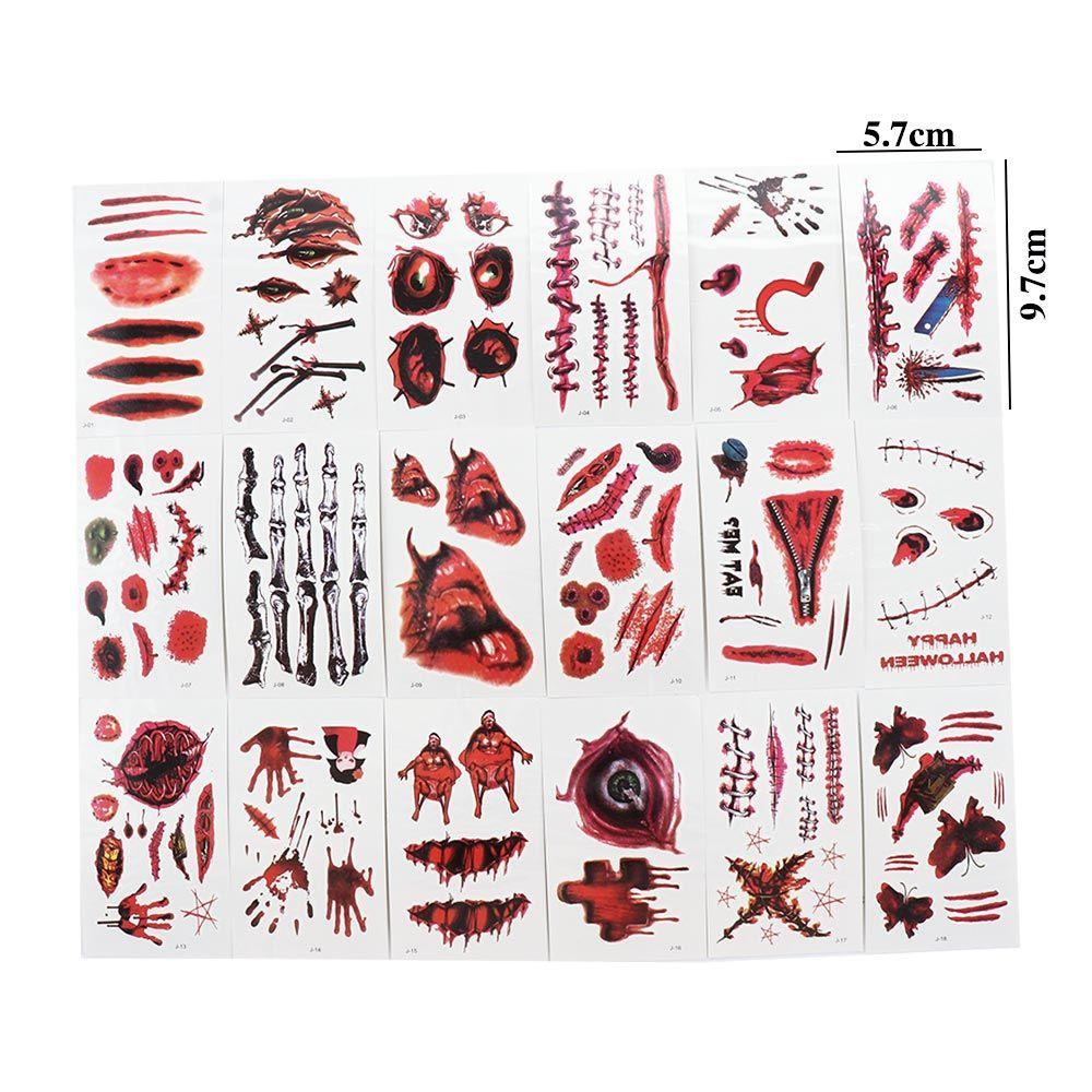 Einweg Party Körperkunst Fake Blutige Wunde Wasserdichte Temporäre Tattoos Fake Tattoo Horror Narbe Halloween Tattoo Aufkleber