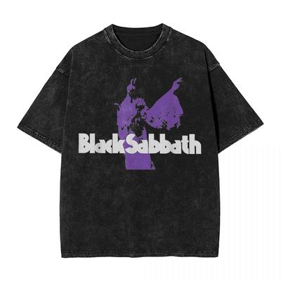 Black Sabbathes Music Purple T Shirt Washed Cotton Oversize T-Shirts  Vintage for Men Women Streetwear Summer Tees