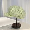 Plaid Beret Children Spring and Summer Thin Retro Literary and Versatile Cap Big Head Circumference Showing Face Small Painter Hat