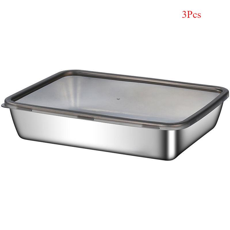 Nerezový úložný box Chladnička Nádoby na skladování masa a potravin s víkem Organizér do chladničky Nádoba Kuchyňské skladování