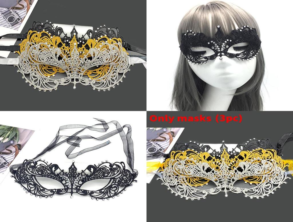 Adult Lace Face Mask With Sparkling Embellishments For Costume Parties Or Halloween