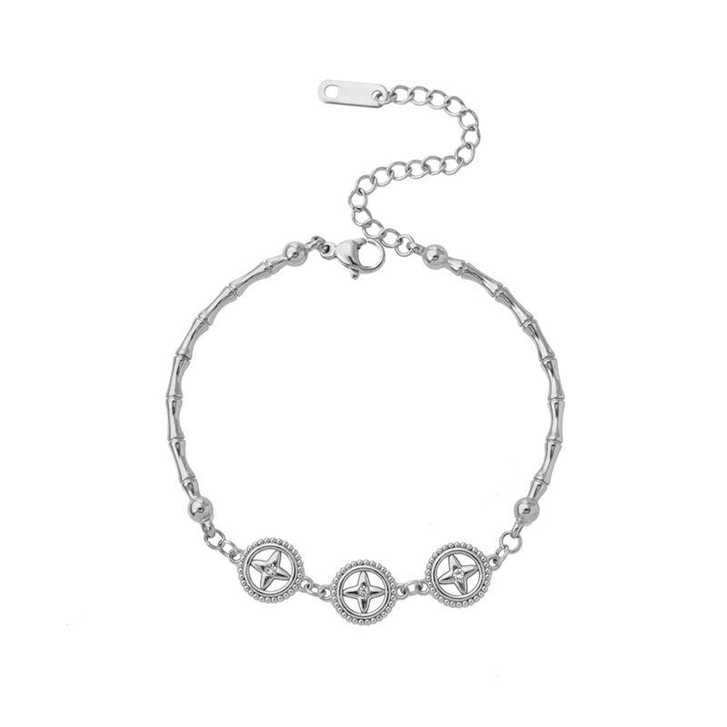 Medieval Jewelry Sugar Cube Emerald Square Glass Zircon Light Luxury Titanium Steel Chain High-End Light Luxury Bracelet Women