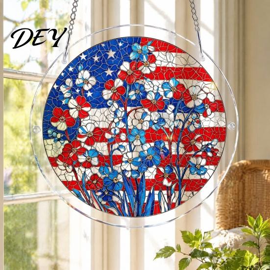 Non Fragile Glass Alternative 7.48 Inch Circular DIY Puzzle Suncatcher, Acrylic Stained Style Window Hanging Ornament, Unique Hobby Gift Waterproof