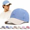 Soft Top Striped Design Baseball Cap Adjustable Sun Protection Casual Hat Breathable Lightweight Peaked Caps For Women Men