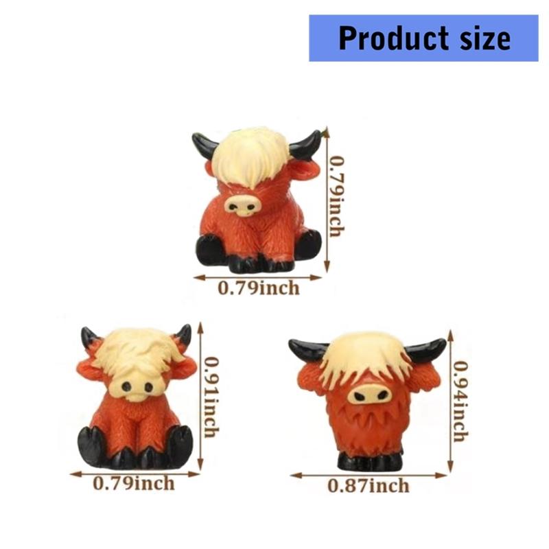 30Pcs Mini Highlands Cow Figurines To Hide Miniature Cow Statues Ornament for Cake Toppers Garden Microlandscape Decors