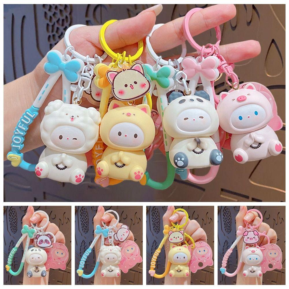 

Cartoon Schoolbag Pendant Creative Car Key Rings PVC Soft FUFU Keychain Birthday Present Style 3