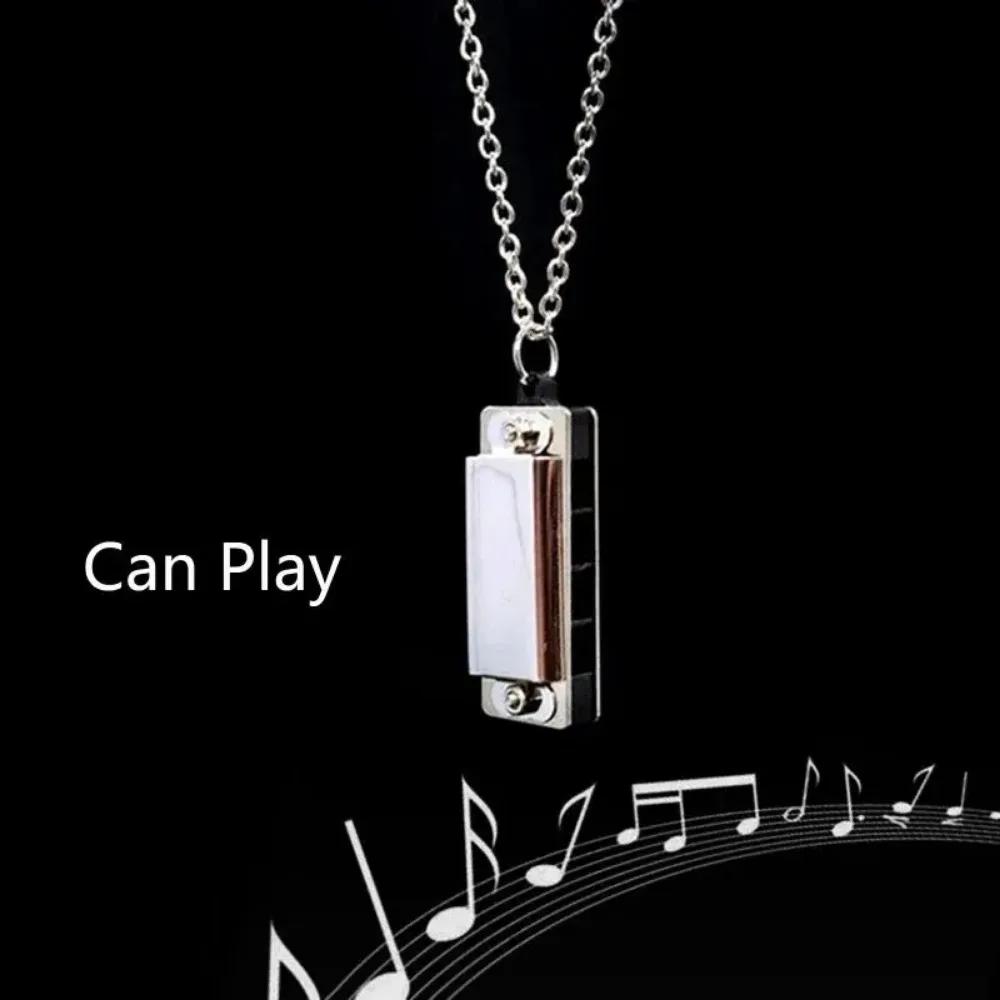 Mini Harmonica Necklace Men and Women Niche Design Sense Pendant Musical Can Blow The Sound Senior Creative Little Instruments