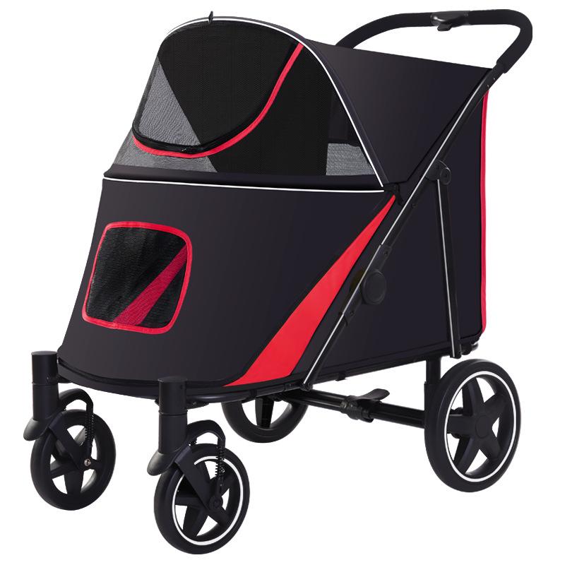 Foldable Large-Space Pet Stroller for Large Breed Dogs & Cats
