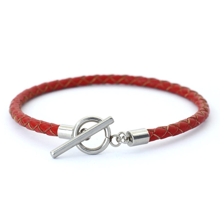 Noter Men Leather Bracelet Stainless Steel OT Buckle Bangle Pulsera De Cuero Wrap Braslet Locomotive Hiphop Rock Braclet Pulsera