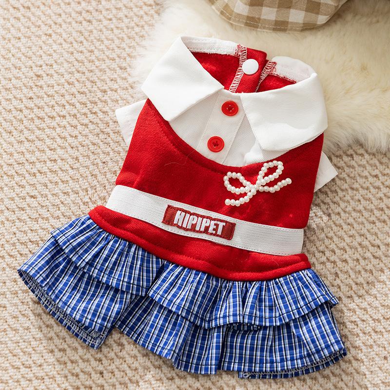 Pet clothes college pleated skirt teddy bear small medium dog couple clothes autumn and winter dog clothes