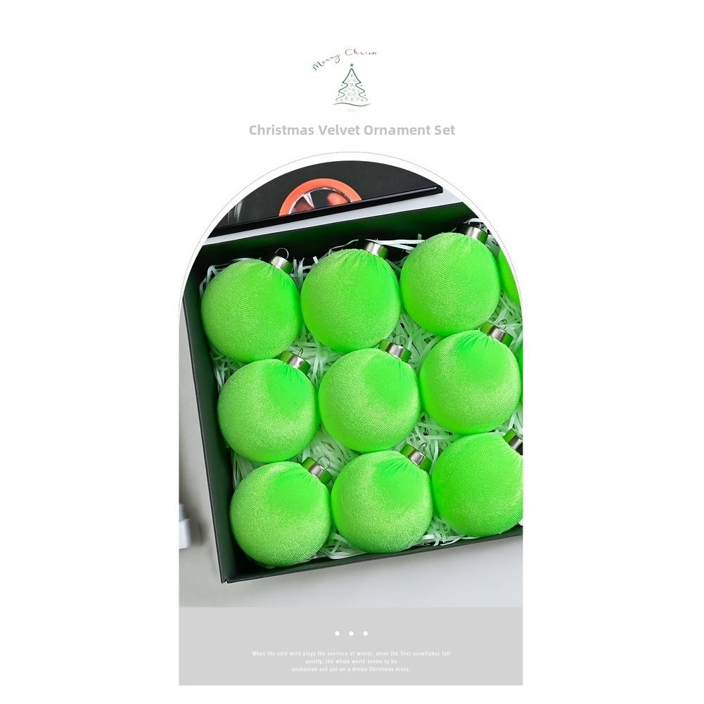 Tree Decoration Set with Velvet Finished Christmas Balls and Strong Plastic Build Featuring Hanging Loops for Easy Placement