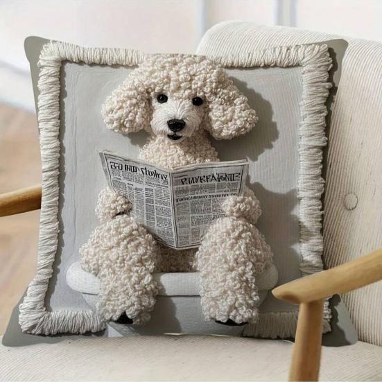 Dog Pattern Pillow Cover Cute Puppy Throw Pillow Case Zippered Decorative Pillowcase for Bedroom Living Room Sofa Couch