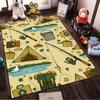 Camping and Fishing Illustrated Carpet with Tents, Gear, and Wildlife Suitable for Use As an Anti-slip for Living Room Bedroom Sofas
