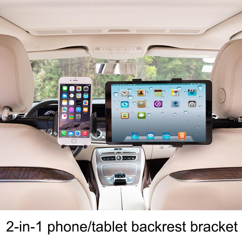Car Universal seat Back Seat Headrest Phone Mount Holder for Rear Seat Car Tablet Phone Holder Stand Bracket 2 in 1