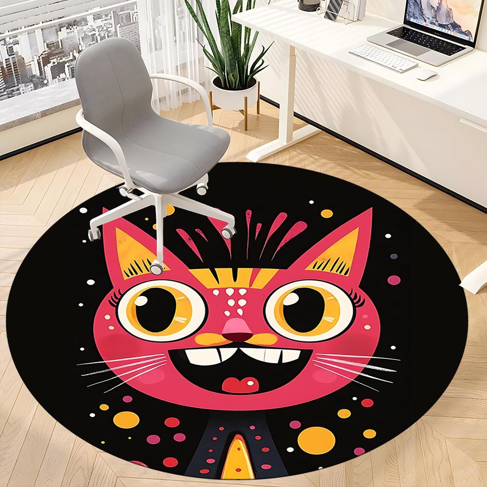 1pc Cat Whiskers Office Round Area Rug, Indoor Mat Suitable For Office, Under Office Chairs Bedroom Living Room Home Decor, Room Deco