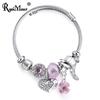 RAVIMOUR Love Heart DIY Bracelet Crystal Bead Charms Bracelets & Bangles Fashion Indian Jewelry Steel Chain Wristband Gift