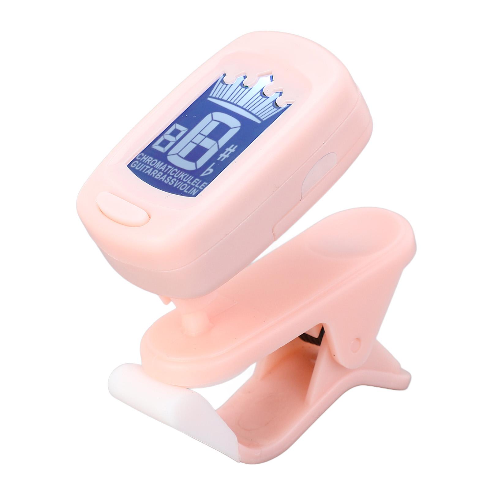 Клипсовый гитарный тюнер ABS Нескользящий Автоотключение Цифровой электронный тюнер для бас-гитары, скрипки, укулеле розовый