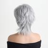 Women Stylish Short Layered Brown Hair Synthetic Silver Gray Wigs with Bangs for Daily Cosplay Lolita Heat Resistant Fibre