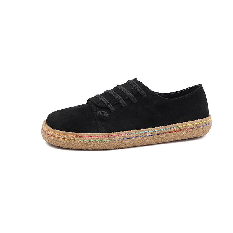 Large size shoes, student canvas shoes, new retro round head women's shoes, flat-soled versatile single shoes, lazy glory