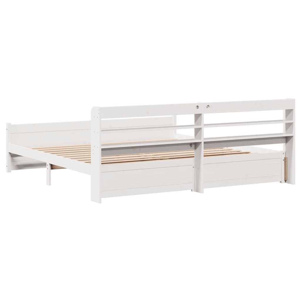 Bed Frame with Headboard Without Mattress White 180 x 200 cm