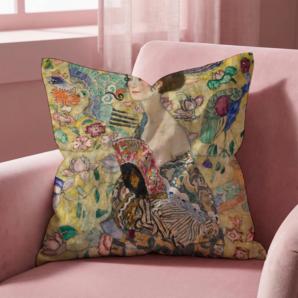 G-Gustav K-Klimt Oil Painting Cushion Cover Multi-Scene Pillow Cover for Home & Car - Reversible, Soft & Durable for Daily Use