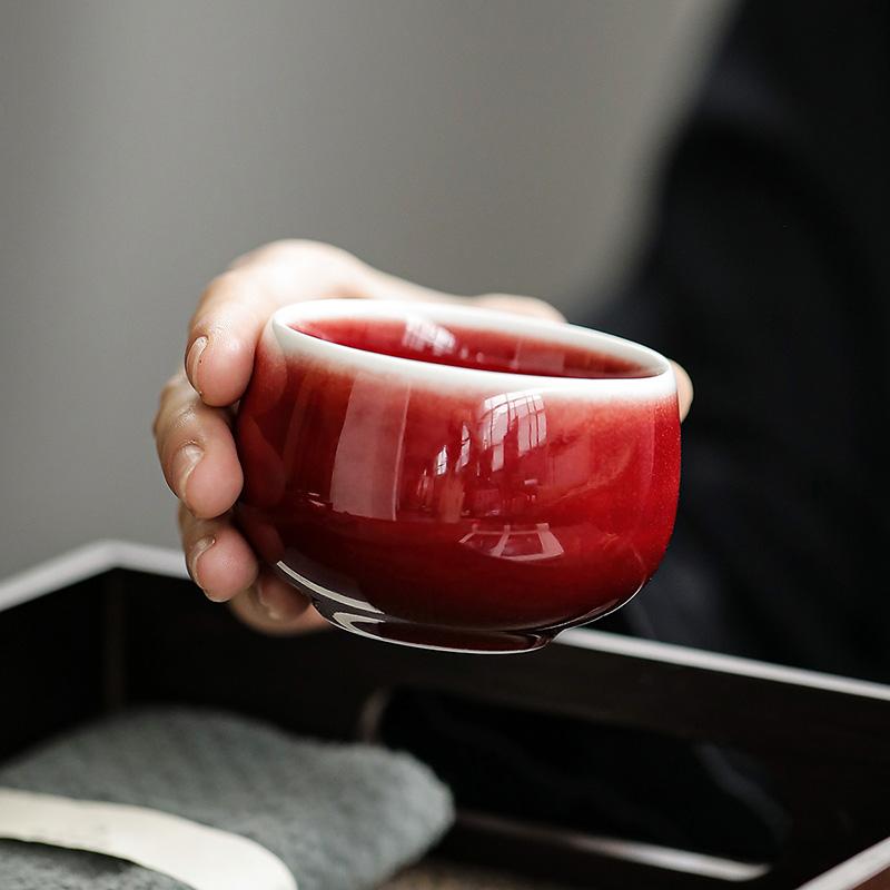 140ml Langhong Kiln-Glazed Tea Cup Single Cup Master Cup Kiln-Glazed Tasting Cup Ceramic Kung Fu Tea Set Tea Cup 200ml