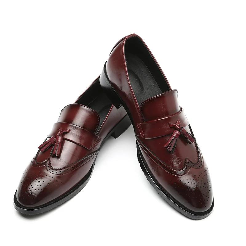 Men Leather Dress Shoes Man Design Brand Mens Shoes Classic Tassel Brogue Mans Footwear Formal Shoes for Men Big Size 37-48