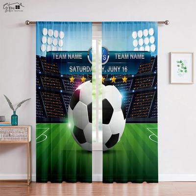 2 Pieces Of Cool Football 3d Printed Curtains Suitable For Bedroom Living Room Dormitory Decorative Curtains Machine Washable
