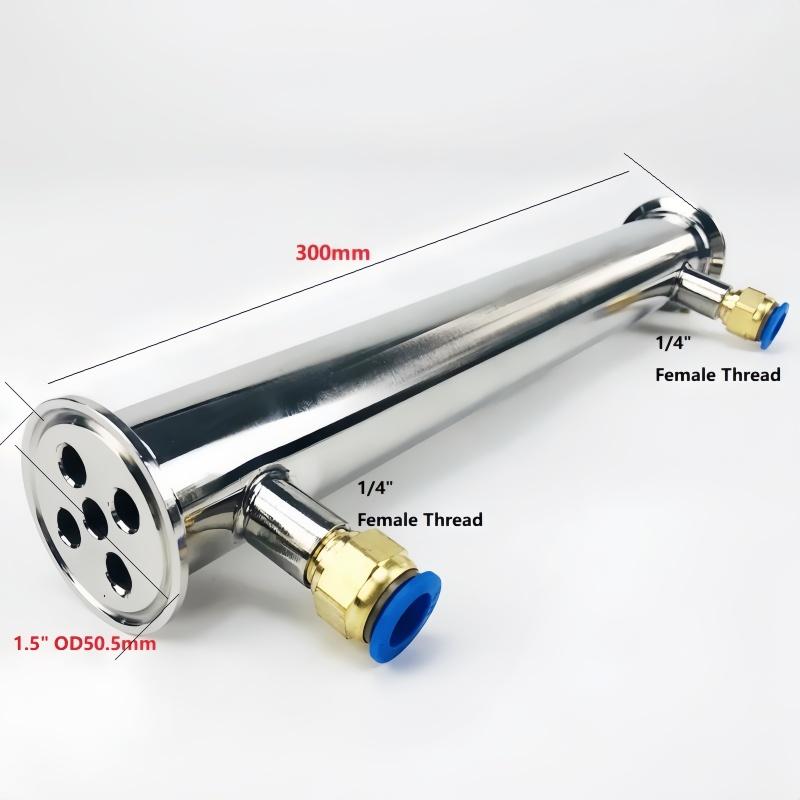 1,5" 38 mm(OD50,5 mm)Dephlegmátor, Reboiler, Kondenzátor destilačního přístroje S 1/4" Vnitřním Závitem, Délka 300 mm,,Hygienická Ocel 304