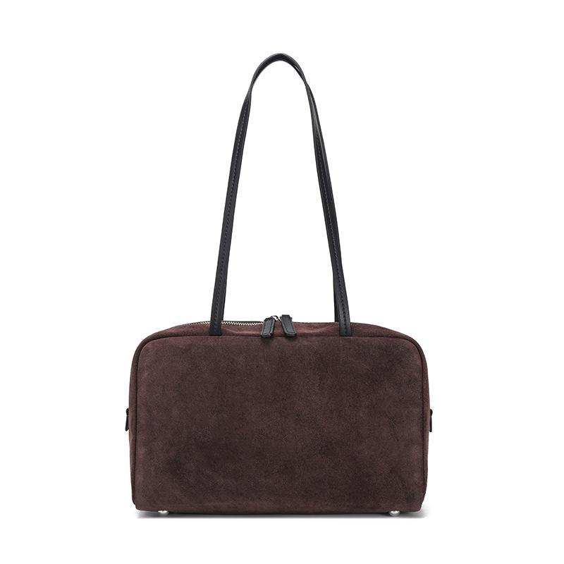 Boston Hand-Schultertasche mit großer Kapazität, Retro Bowlingtasche aus echtem Leder