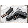 Pistol Military Plaque Metal Tin Signs Wall Decoration Vintage Art Posters Iron Painting for Man Cave Home Cafe Garden Club Bar