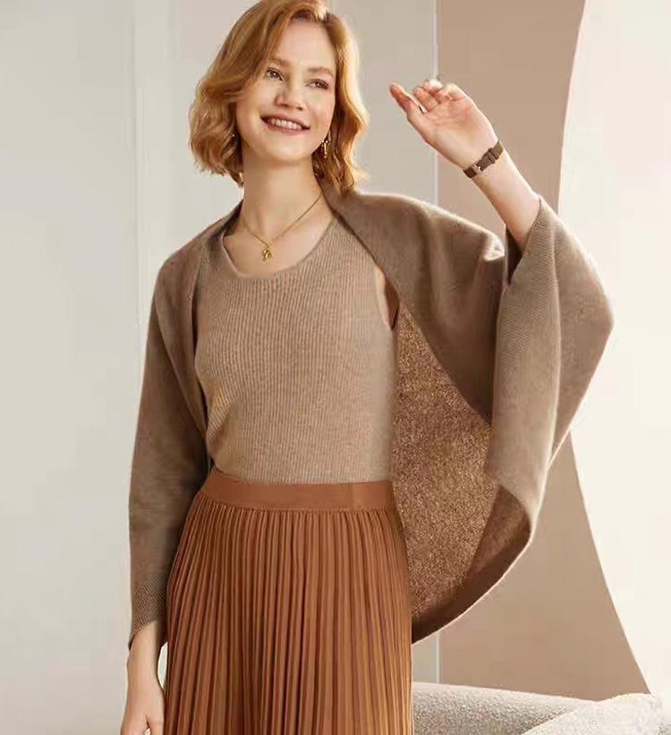 Pure Wool Flat Shawl Scarf - Warm Cashmere Blend Cape