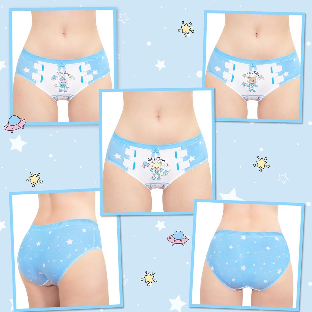 [LittleForBig] Girls' Cotton Panties [Baby Astronaut] Bow Knot Underwear 3-Piece Set L