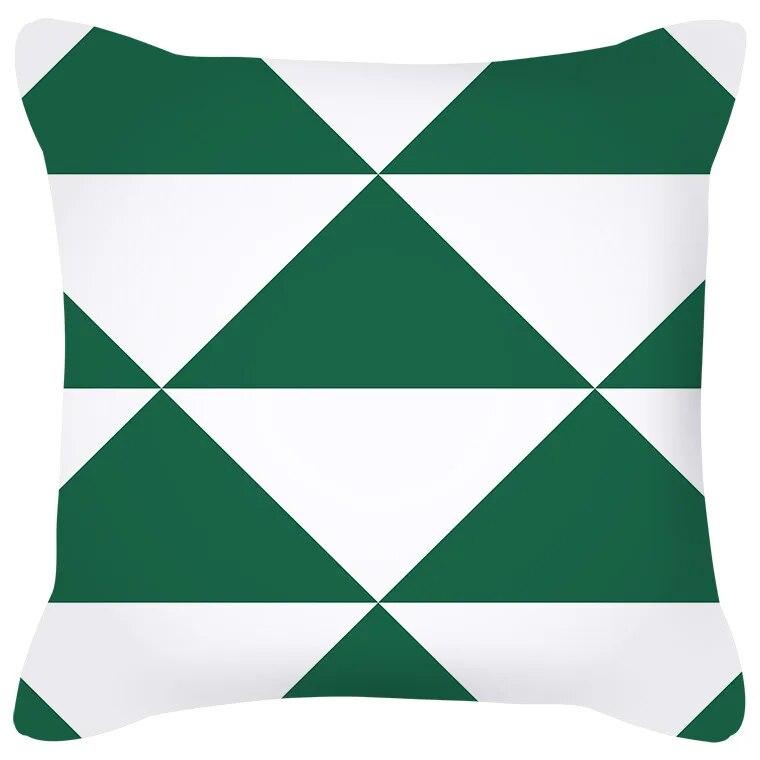 Blue Green Flower Leaf Printed Pillowcase Stripe Geometric Sofa Cushion Cover Home Decor Throw