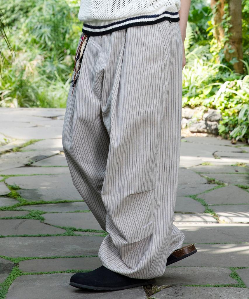 GLACK Gp139 Striped Linen Easy Pants (Beige)