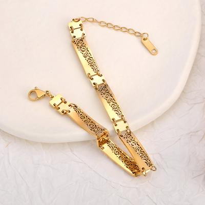 Lokaer Stainless Steel Geometric Hollow Out Chain Bracelet Bangle Water Resistant 18K PVD Plated Stylish Wrist Jewelry B25014