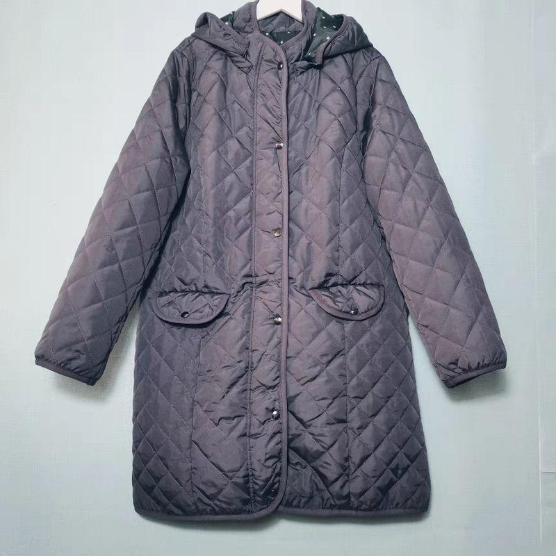 Japanese Single Tail Goods V Neck Open-up Buckle Quilted Thin Cotton Clothing Women's Contrast Color Binding Outwear Winter Waist-Tight Idle Style