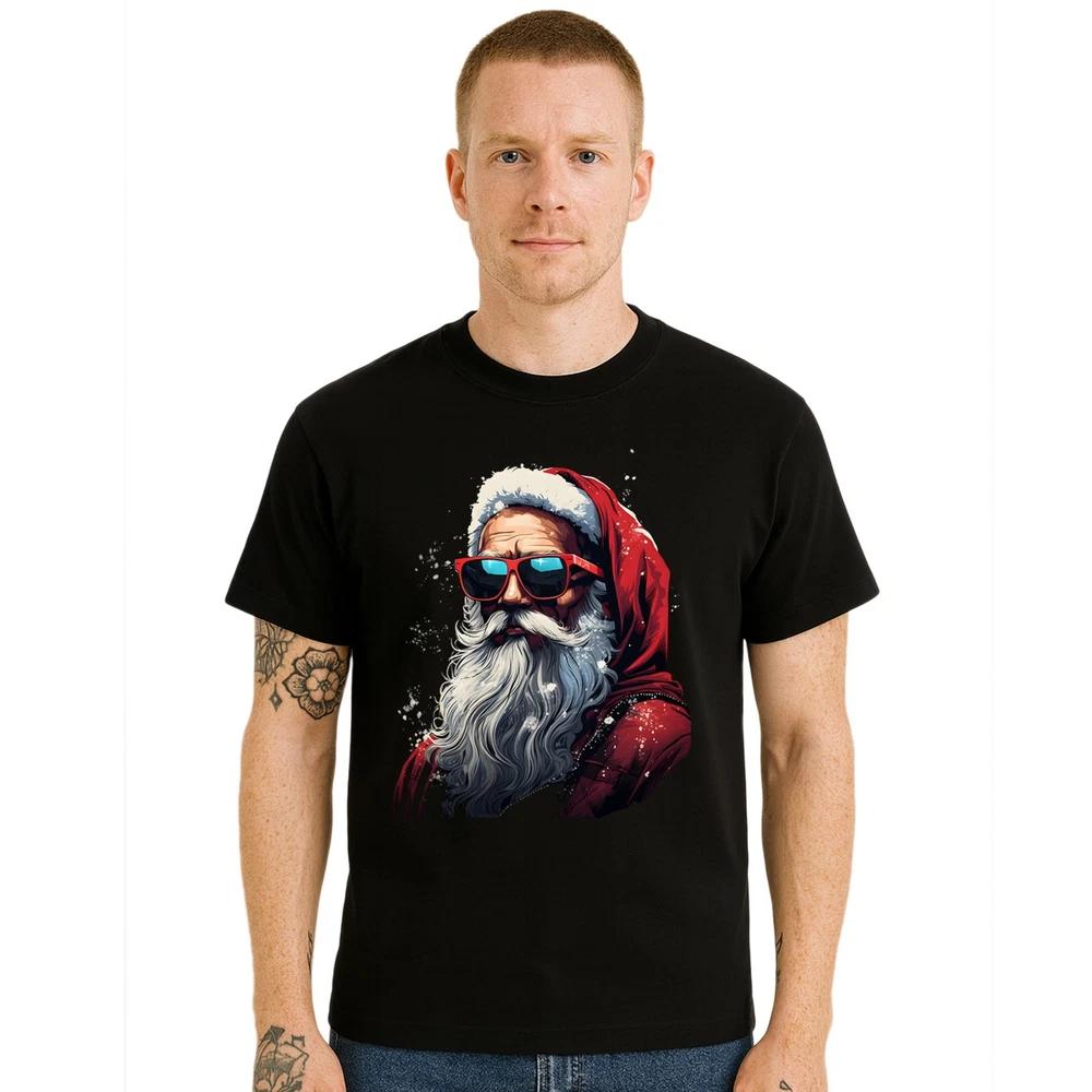 Biker santa claus father christmas mens tshirt party xmas gift novelty top tee 2XL