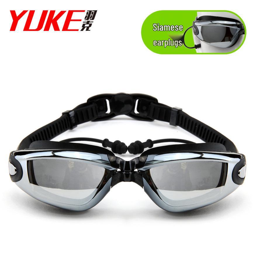 Yuke High-Definition Anti-Fog Adult Swim Goggles with Earplugs for Clear Vision