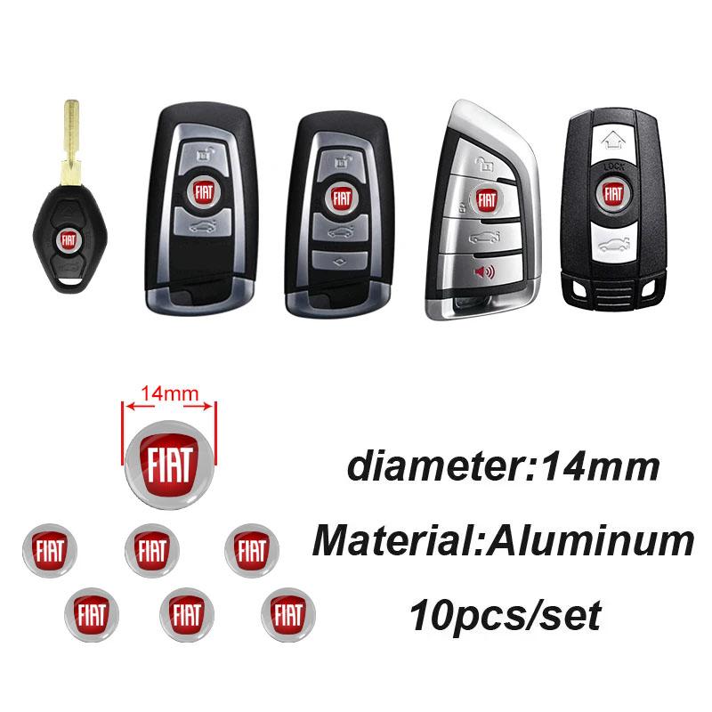 2/5/10Pcs 14mm Car Key Sticker Logo 3D Metal Emblem Car Accessories for FIAT Abbas 500 Grande Stilo Freemont Punto Astra Bravo Ducato