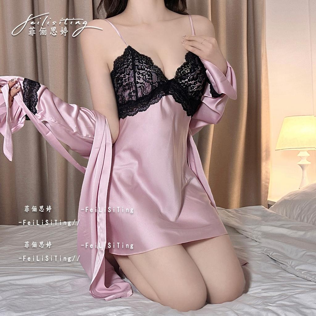 1011 French Summer Nightdress New Pure Desire Wind Sexy Pure Desire Suspender Lace Pajamas Loungewear Chest Pad Set