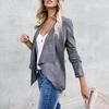 Women Fashion Autumn Winter Solid Color Lapel Collar Long Sleeve Jacket Coat